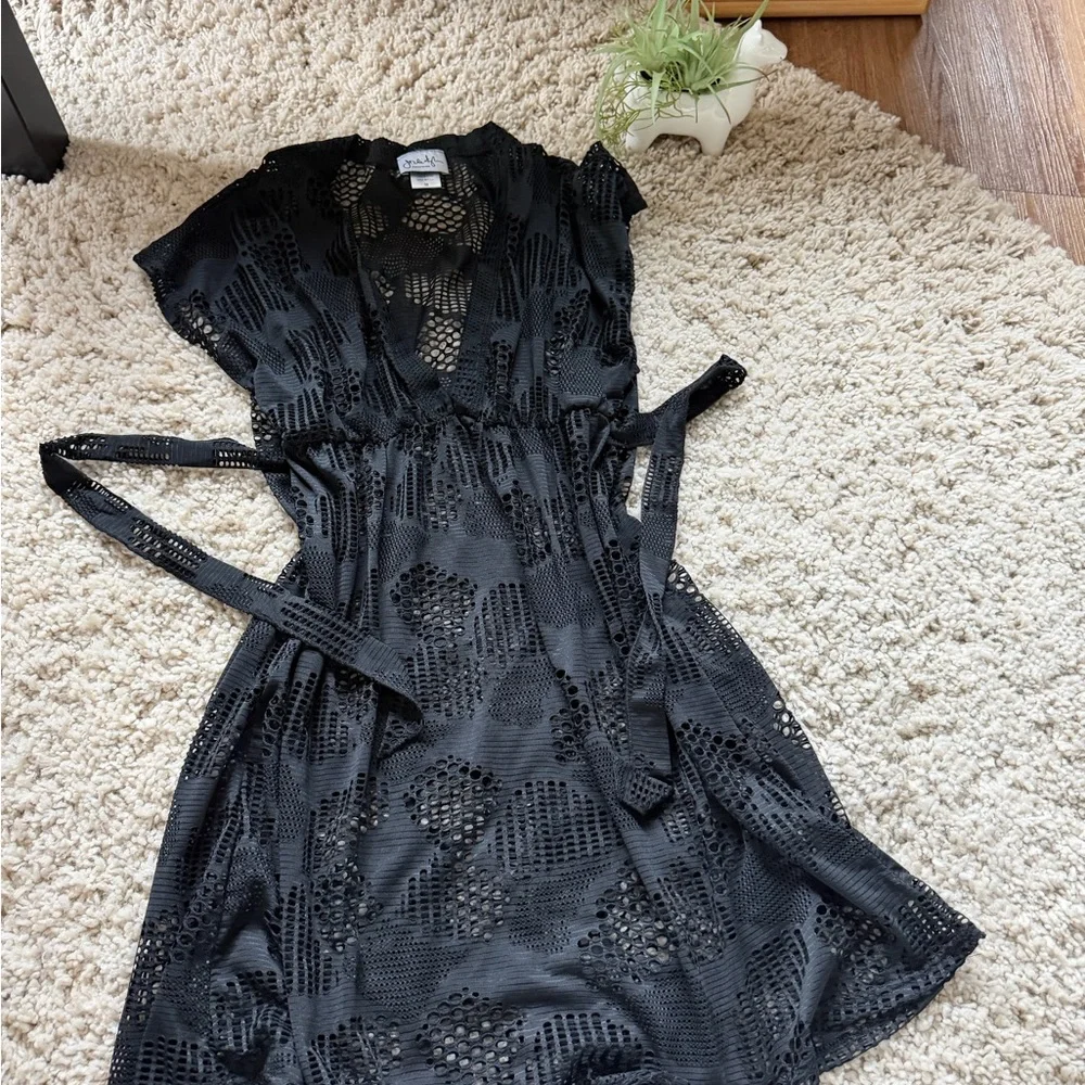 Aqua Black Jordan, Taylor, swimsuit, beach, cover-up Lace Mini Dress - Picture 1 of 4